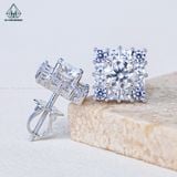  EX513 5.4mm Bông tai vuông đá xen baguette 