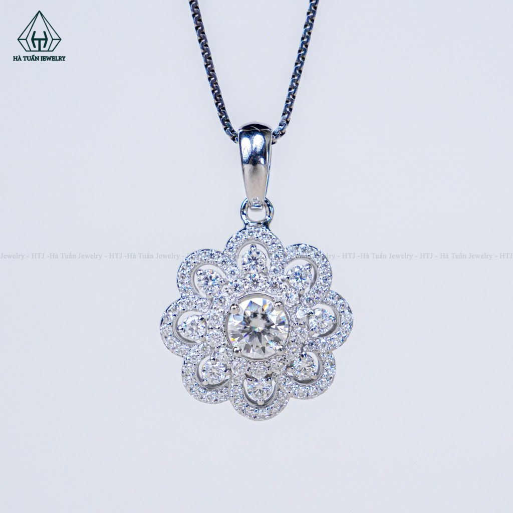 PX268 FULL MOIS 5.4mm Mặt dây chuyền hoa đá