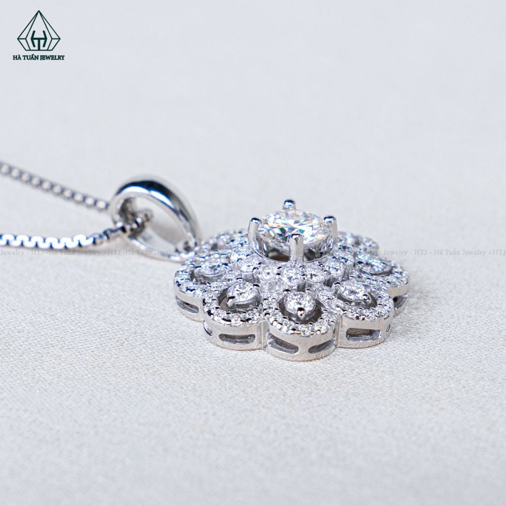 PX268 FULL MOIS 5.4mm Mặt dây chuyền hoa đá