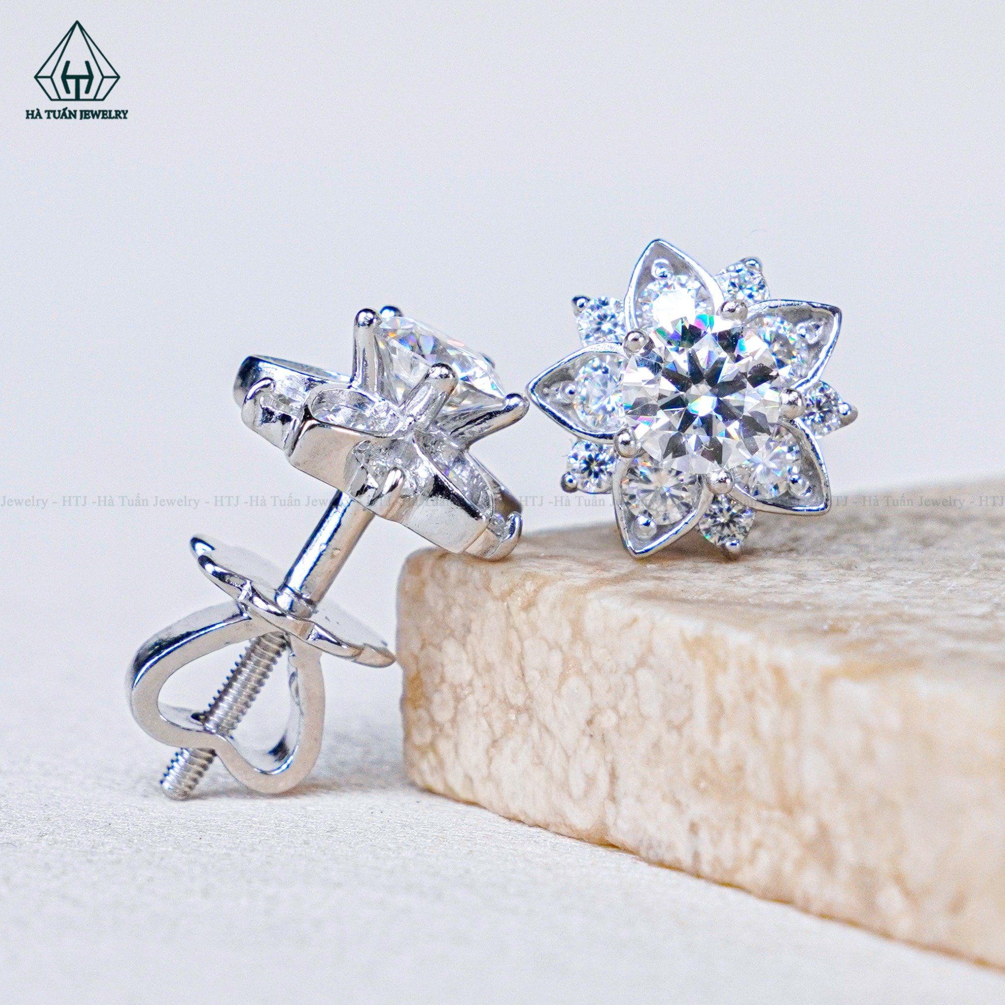  EX514 4mm Bông tai hoa đá 