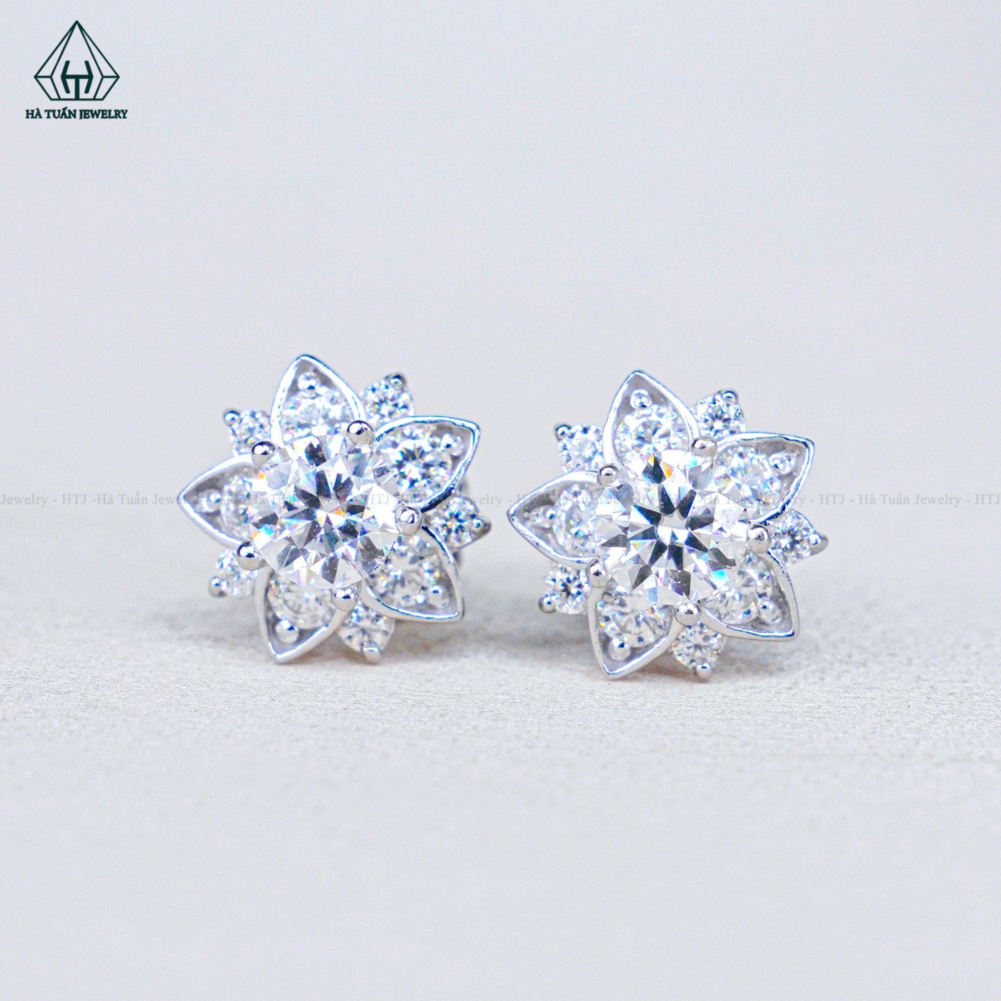  EX514 4mm Bông tai hoa đá 