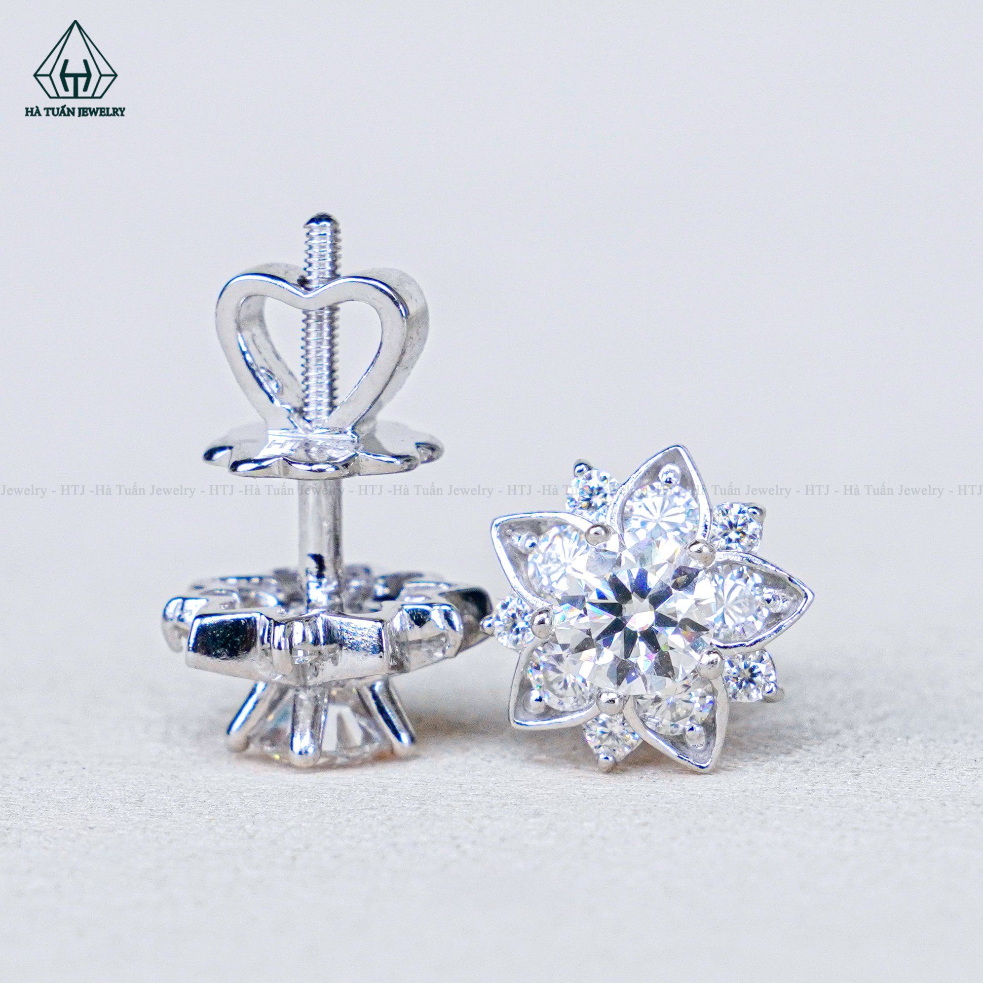  EX514 4mm Bông tai hoa đá 