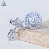  EX517 5mm Bông tai hoa tròn 2 vành đá 