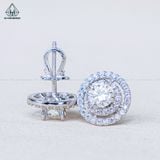  EX517 5mm Bông tai hoa tròn 2 vành đá 