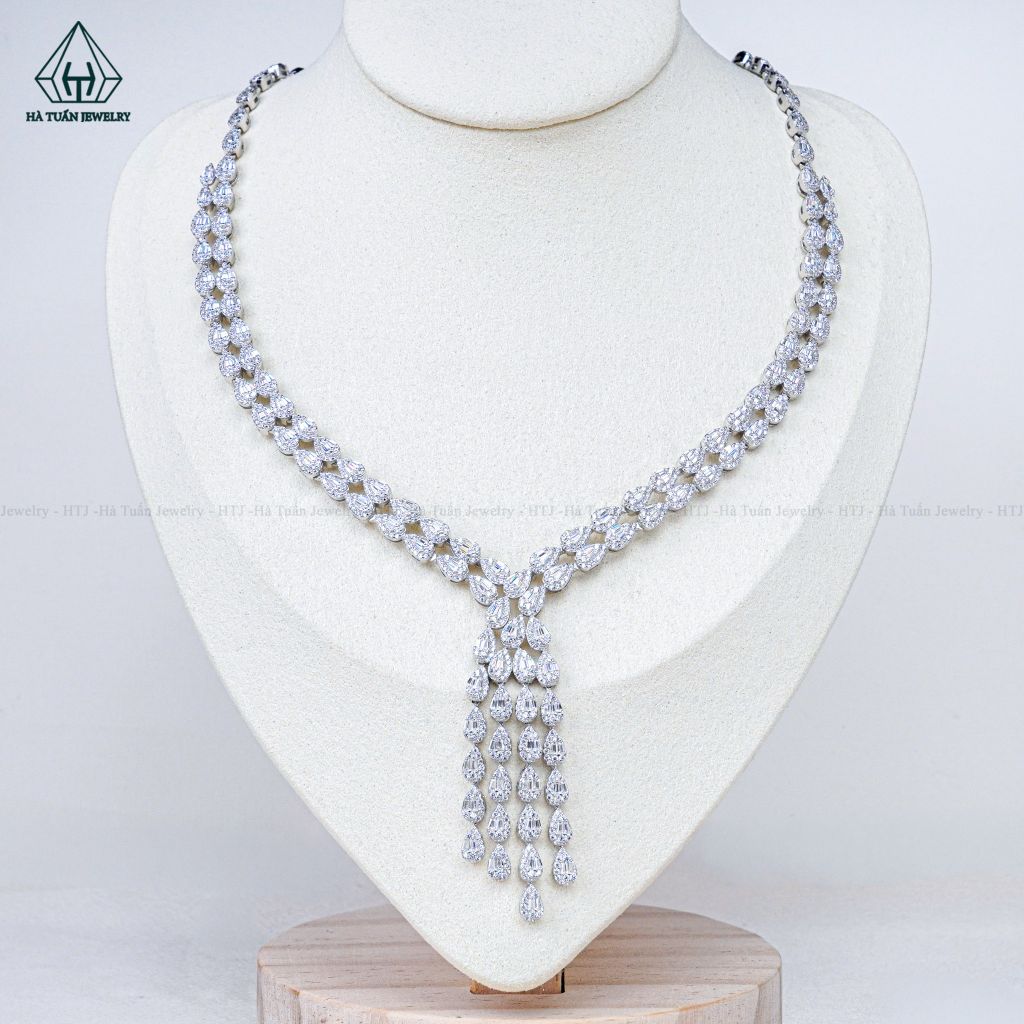 N697 Dây mặt liền FULL đá cz 2 viền giọt nước