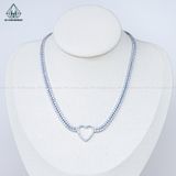  N695 Dây mặt liền FULL đá cz 2 viền đá trái tim 