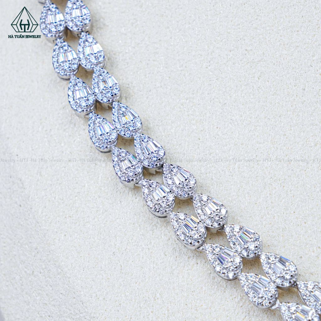 N697 Dây mặt liền FULL đá cz 2 viền giọt nước