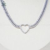  N695 Dây mặt liền FULL đá cz 2 viền đá trái tim 