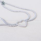  N695 Dây mặt liền FULL đá cz 2 viền đá trái tim 