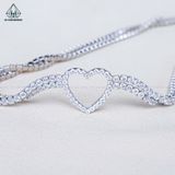  N695 Dây mặt liền FULL đá cz 2 viền đá trái tim 