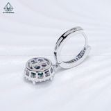  EX506 Bông tai khoen halo chủ MOIS xanh dương 8mm (không mã cạnh) 