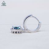  EX506 Bông tai khoen halo chủ MOIS xanh dương 8mm (không mã cạnh) 