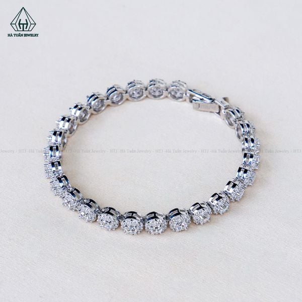 B128 Lắc tay Halo tròn CZ 3mm
