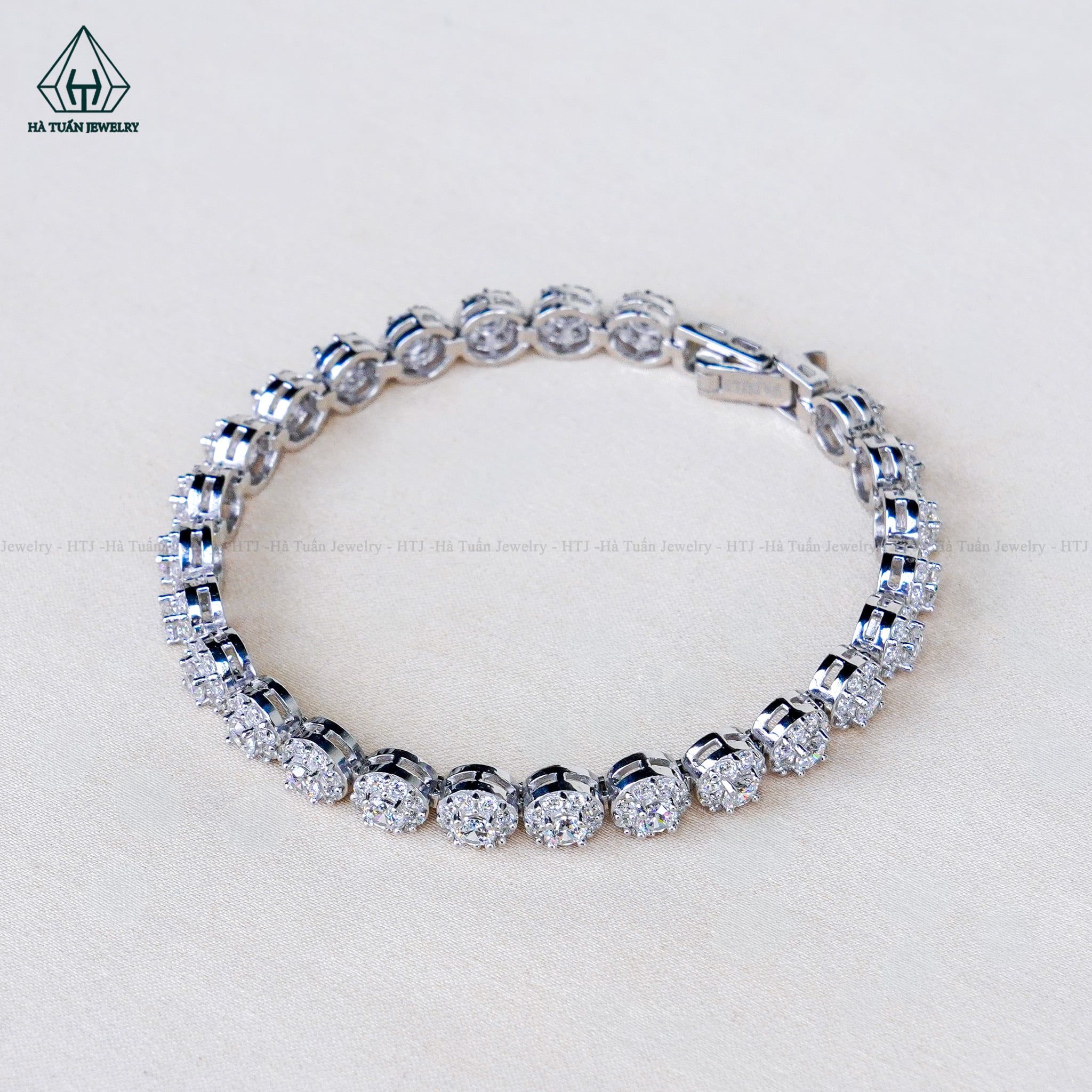  B128 Lắc tay Halo tròn CZ 3mm 