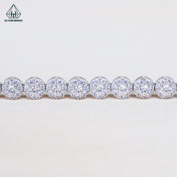 B128 Lắc tay Halo tròn CZ 3mm