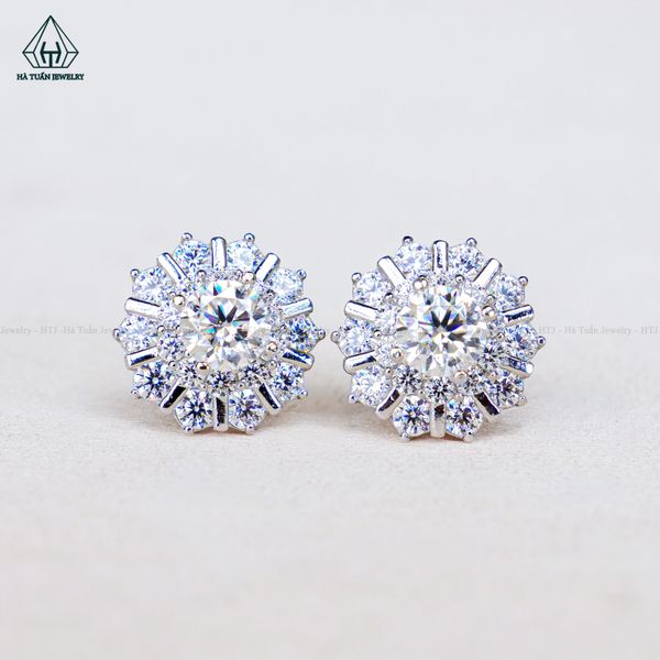  EX621 4.5mm Bông tai hoa đá 