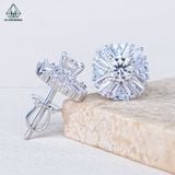  EX511 4.5mm Bông tai tròn đá xen baguette 