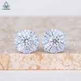  EX511 4.5mm Bông tai tròn đá xen baguette 