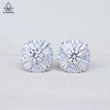  EX511 4.5mm Bông tai tròn đá xen baguette 