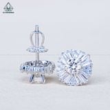  EX511 4.5mm Bông tai tròn đá xen baguette 