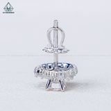  EX511 4.5mm Bông tai tròn đá xen baguette 