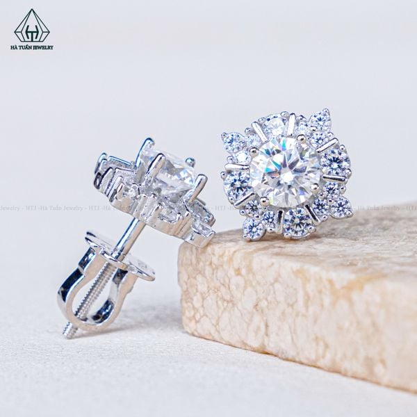  EX518 5mm Bông tai tròn 4 cánh nhọn 