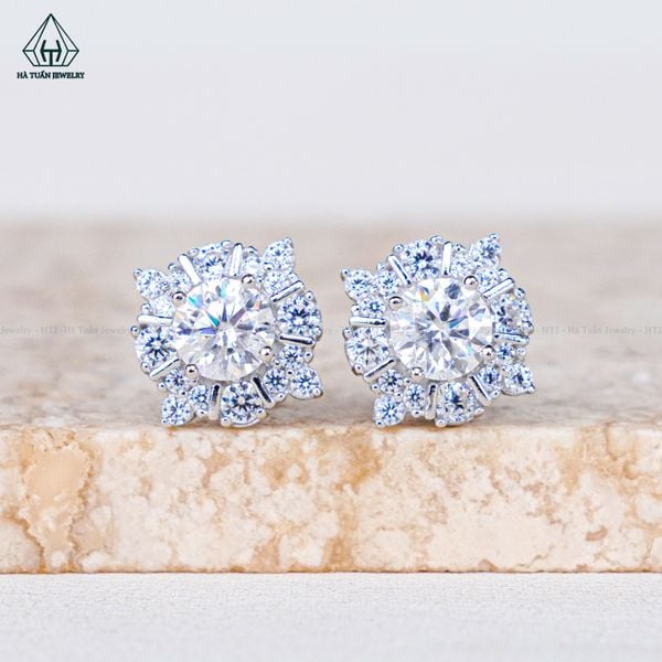  EX518 5mm Bông tai tròn 4 cánh nhọn 