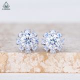  EX516 5mm Bông tai hoa đá tròn 8 cánh 