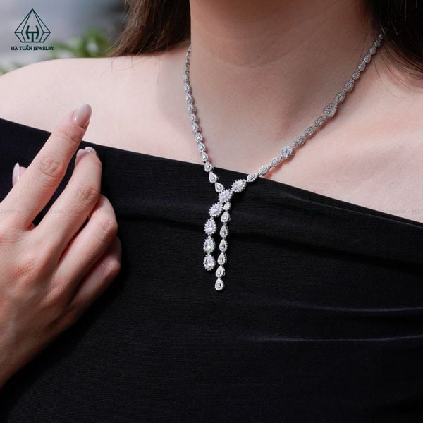  N696 Dây mặt liền FULL đá cz giọt nước 