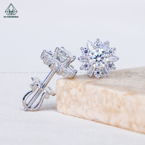 EX626 FULL MOIS 4mm Bông tai phối baguette