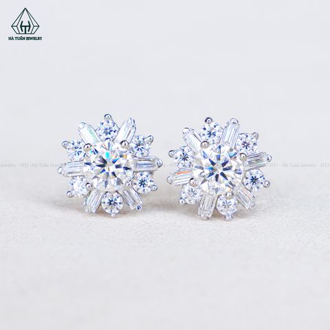 EX626 FULL MOIS 4mm Bông tai phối baguette