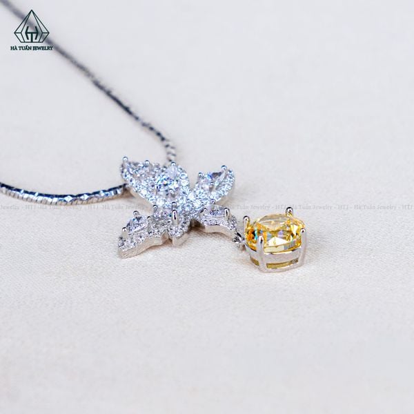 N729 Dây mặt liền bướm đá CZ Vàng