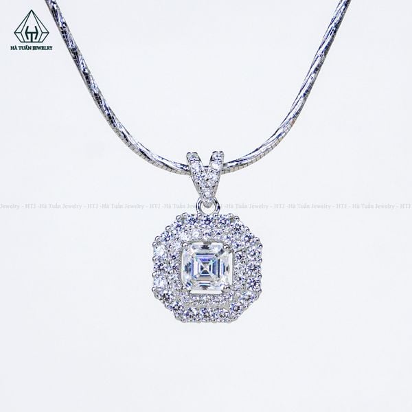 N731 Chủ MOIS Asscher 4*4mm Dây mặt liền