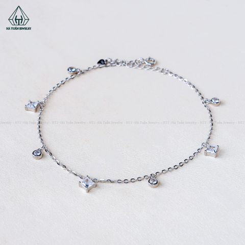 A481 Lắc chân charm rơi đá vuông
