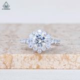  RX611 Nhẫn nữ viền hoa đá FULL MOIS 6.3mm (không mã cạnh) 