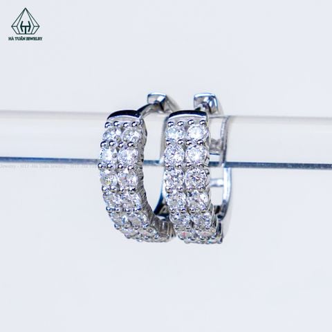 EX642 FULL MOIS 2mm Bông tai khoen hai hàng đá