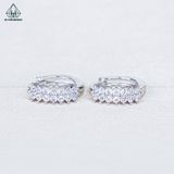  E117 Bông tai khoen 2 hàng đá nhọn 