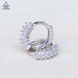  E117 Bông tai khoen 2 hàng đá nhọn 