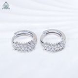  E117 Bông tai khoen 2 hàng đá nhọn 