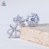  EX519 FULL MOIS 4.5mm Bông tai hoa đá chấu tim 