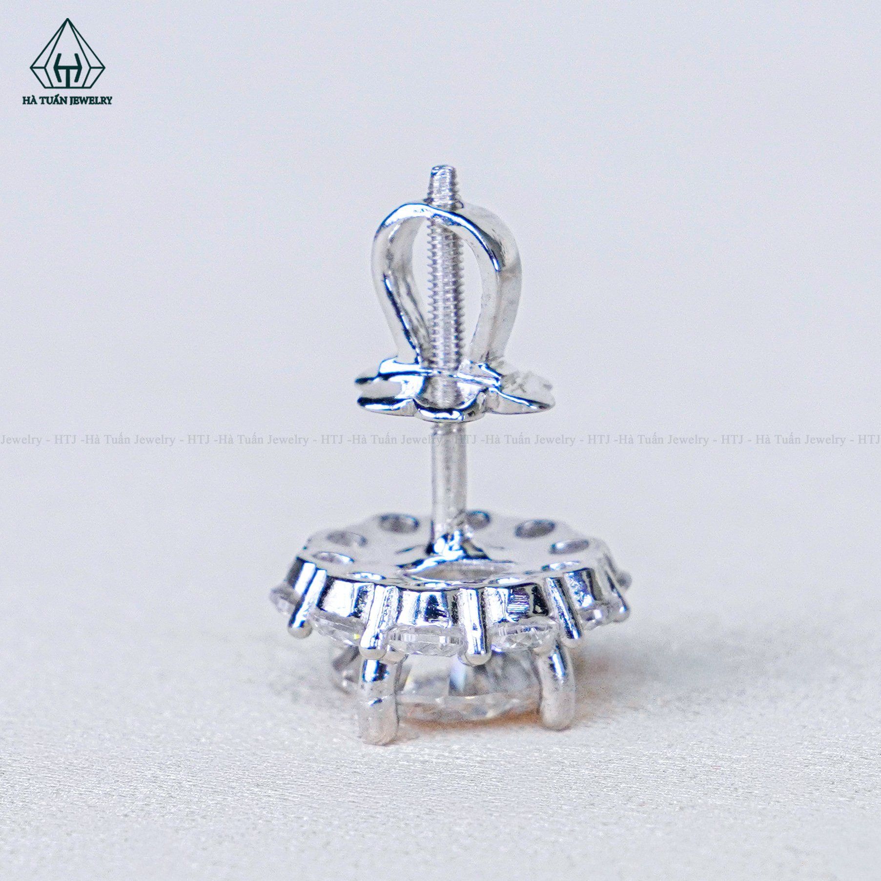  EX128 7.5mm Bông tai viền tấm hoa 10 cánh 