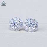  EX128 7.5mm Bông tai viền tấm hoa 10 cánh 