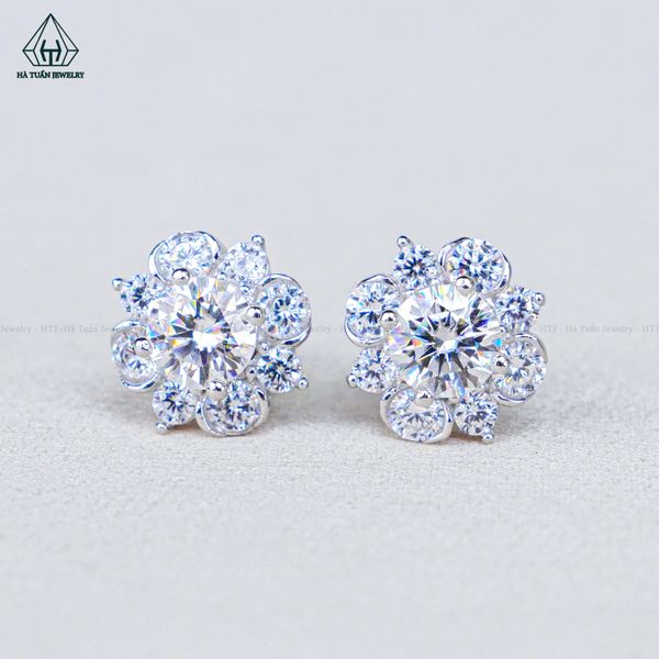  EX520 FULL MOIS 5mm Bông tai hoa 4 cánh nhọn 