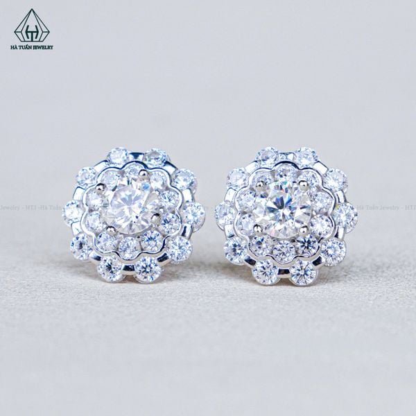  EX521 4.5mm Bông tai hoa đá tròn 