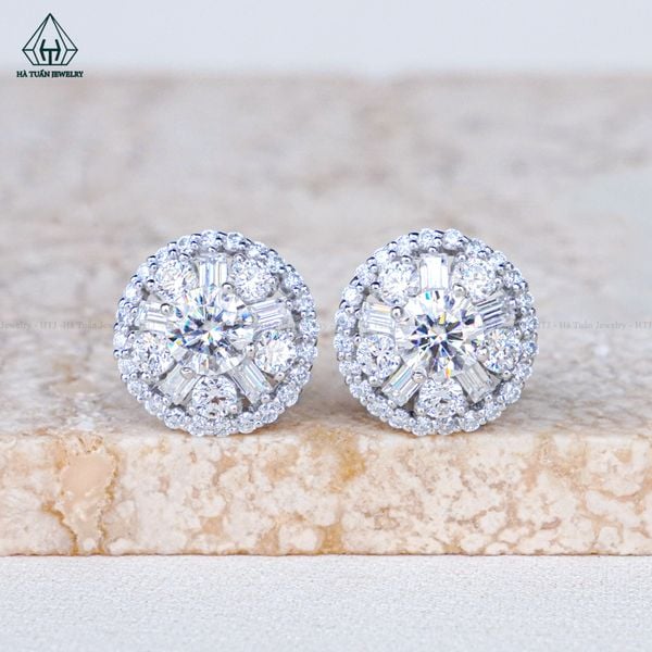  EX529 5mm Bông tai tròn đá 