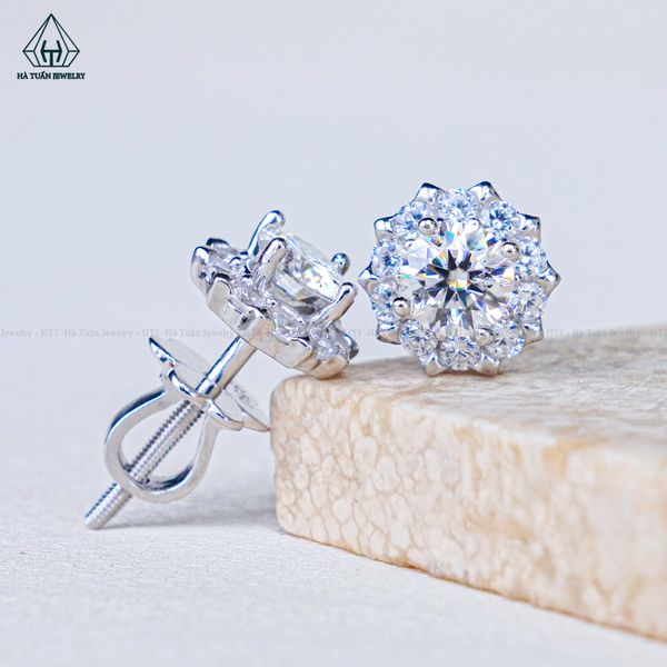  EX527 5mm Bông tai tròn 10 chấu nhọn 