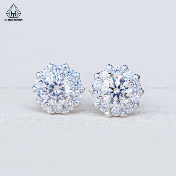  EX527 5mm Bông tai tròn 10 chấu nhọn 