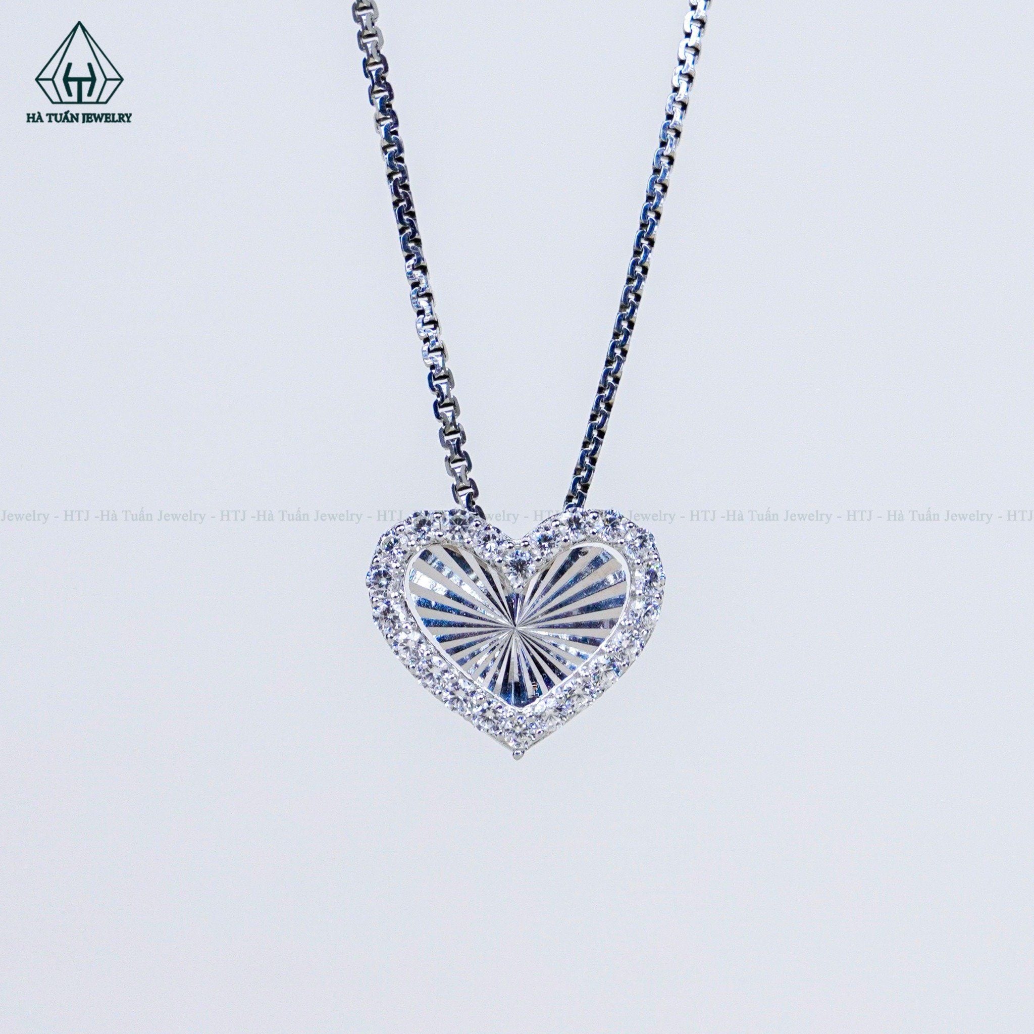  N710 Dây mặt liền Tim đính đá 