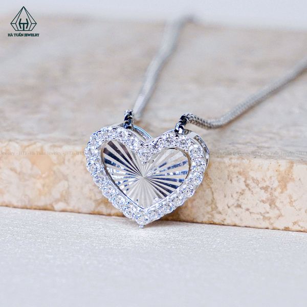  N710 Dây mặt liền Tim đính đá 