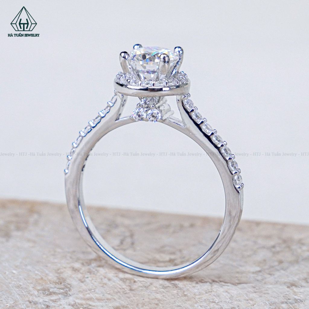 RX632 6mm Nhẫn nữ halo tròn